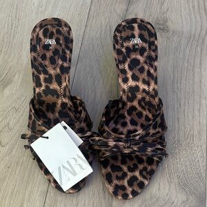 Zara Women's Brown heel Leopard Sandals